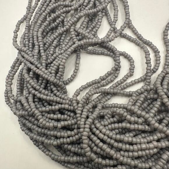 Purple grey chunky beaded necklace Multi strand Beads Statement Silver tone - Picture 2 of 8